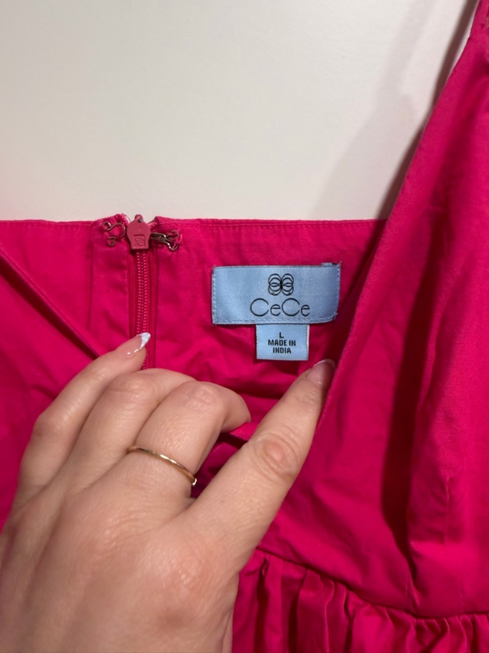 CeCe Hot Pink Spaghetti Strap Dress - Picture 3 of 5
